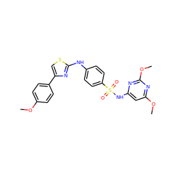 COc1ccc(-c2csc(Nc3ccc(S(=O)(=O)Nc4cc(OC)nc(OC)n4)cc3)n2)cc1 ZINC000003079894