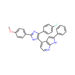 COc1ccc(-c2nc(-c3ccc(F)cc3)c(-c3ccnc4[nH]c(-c5ccccc5)cc34)[nH]2)cc1 ZINC000095579717