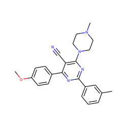 COc1ccc(-c2nc(-c3cccc(C)c3)nc(N3CCN(C)CC3)c2C#N)cc1 ZINC000001401432