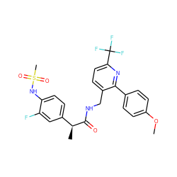 COc1ccc(-c2nc(C(F)(F)F)ccc2CNC(=O)[C@@H](C)c2ccc(NS(C)(=O)=O)c(F)c2)cc1 ZINC000145919083