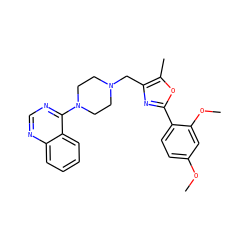 COc1ccc(-c2nc(CN3CCN(c4ncnc5ccccc45)CC3)c(C)o2)c(OC)c1 ZINC000013594245