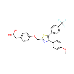 COc1ccc(-c2nc(COc3ccc(CC(=O)O)cc3)sc2-c2ccc(C(F)(F)F)cc2)cc1 ZINC000049033496