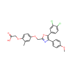 COc1ccc(-c2nc(COc3ccc(OCC(=O)O)c(C)c3)oc2-c2ccc(Cl)c(Cl)c2)cc1 ZINC000049785899