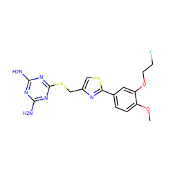 COc1ccc(-c2nc(CSc3nc(N)nc(N)n3)cs2)cc1OCCF ZINC000096283887