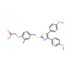 COc1ccc(-c2nc(SCc3ccc(OCC(=O)O)c(C)c3)sc2-c2ccc(OC)cc2)cc1 ZINC000049035153