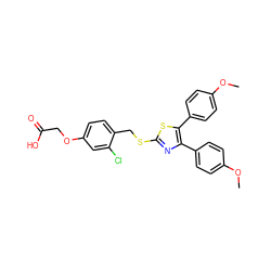 COc1ccc(-c2nc(SCc3ccc(OCC(=O)O)cc3Cl)sc2-c2ccc(OC)cc2)cc1 ZINC000049774733