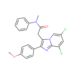 COc1ccc(-c2nc3c(Cl)cc(Cl)cn3c2CC(=O)N(C)c2ccccc2)cc1 ZINC000040420571