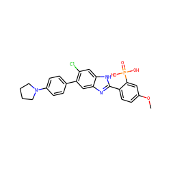 COc1ccc(-c2nc3cc(-c4ccc(N5CCCC5)cc4)c(Cl)cc3[nH]2)c(P(=O)(O)O)c1 ZINC000299861744