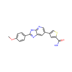 COc1ccc(-c2nc3cc(-c4csc(C(N)=O)c4)cnc3[nH]2)cc1 ZINC000103248086