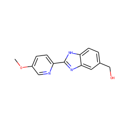 COc1ccc(-c2nc3cc(CO)ccc3[nH]2)nc1 ZINC000113177388