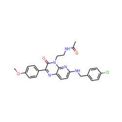 COc1ccc(-c2nc3ccc(NCc4ccc(Cl)cc4)nc3n(CCNC(C)=O)c2=O)cc1 ZINC000040956695