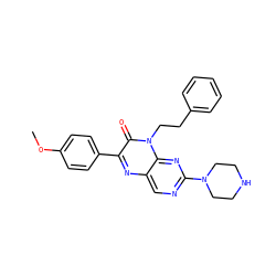 COc1ccc(-c2nc3cnc(N4CCNCC4)nc3n(CCc3ccccc3)c2=O)cc1 ZINC000004238428