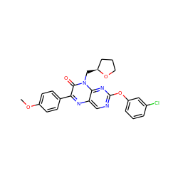 COc1ccc(-c2nc3cnc(Oc4cccc(Cl)c4)nc3n(C[C@H]3CCCO3)c2=O)cc1 ZINC000004238704