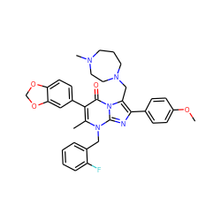 COc1ccc(-c2nc3n(Cc4ccccc4F)c(C)c(-c4ccc5c(c4)OCO5)c(=O)n3c2CN2CCCN(C)CC2)cc1 ZINC000026283916