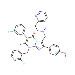 COc1ccc(-c2nc3n(Cc4ccccc4F)c(C)c(-c4cccc(F)c4)c(=O)n3c2CN(C)CCc2ccccn2)cc1 ZINC000026282034