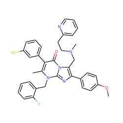 COc1ccc(-c2nc3n(Cc4ccccc4F)c(C)c(-c4cccc(S)c4)c(=O)n3c2CN(C)CCc2ccccn2)cc1 ZINC000026279860