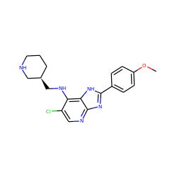 COc1ccc(-c2nc3ncc(Cl)c(NC[C@@H]4CCCNC4)c3[nH]2)cc1 ZINC000653803286