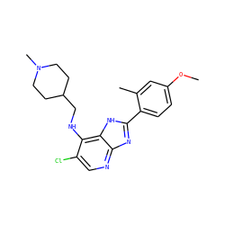 COc1ccc(-c2nc3ncc(Cl)c(NCC4CCN(C)CC4)c3[nH]2)c(C)c1 ZINC000653799630