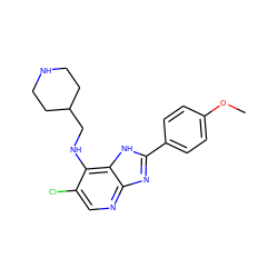 COc1ccc(-c2nc3ncc(Cl)c(NCC4CCNCC4)c3[nH]2)cc1 ZINC000653803336