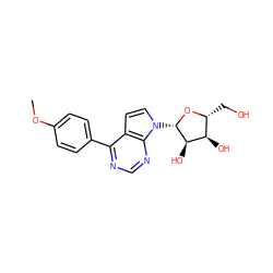 COc1ccc(-c2ncnc3c2ccn3[C@@H]2O[C@H](CO)[C@@H](O)[C@H]2O)cc1 ZINC000045284992