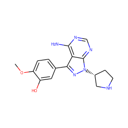 COc1ccc(-c2nn([C@@H]3CCNC3)c3ncnc(N)c23)cc1O ZINC000008581965