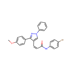 COc1ccc(-c2nn(-c3ccccc3)cc2/C=C\C(=O)Nc2ccc(Br)cc2)cc1 ZINC000084758872