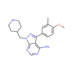 COc1ccc(-c2nn(CC3CCNCC3)c3ncnc(N)c23)cc1C ZINC000084669858