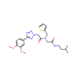 COc1ccc(-c2nnn(CC(=O)N(CC(=O)NCCC(C)C)Cc3cccs3)n2)cc1OC ZINC000004374668