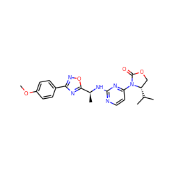 COc1ccc(-c2noc([C@H](C)Nc3nccc(N4C(=O)OC[C@@H]4C(C)C)n3)n2)cc1 ZINC000221131720