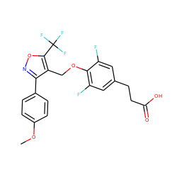 COc1ccc(-c2noc(C(F)(F)F)c2COc2c(F)cc(CCC(=O)O)cc2F)cc1 ZINC001772584426