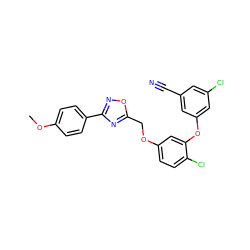 COc1ccc(-c2noc(COc3ccc(Cl)c(Oc4cc(Cl)cc(C#N)c4)c3)n2)cc1 ZINC000072109690