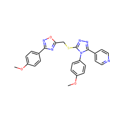 COc1ccc(-c2noc(CSc3nnc(-c4ccncc4)n3-c3ccc(OC)cc3)n2)cc1 ZINC000008614306