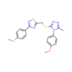 COc1ccc(-c2noc(CSc3nnc(C)n3-c3ccc(OC)cc3)n2)cc1 ZINC000006804365