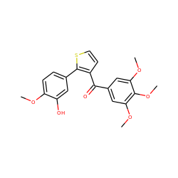 COc1ccc(-c2sccc2C(=O)c2cc(OC)c(OC)c(OC)c2)cc1O ZINC000026392308