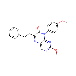 COc1ccc(-n2c(=O)c(CCc3ccccc3)nc3cnc(OC)nc32)cc1 ZINC000004238708