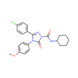 COc1ccc(-n2c(-c3ccc(Cl)cc3)nn(C(=O)NC3CCCCC3)c2=O)cc1 ZINC000103262284