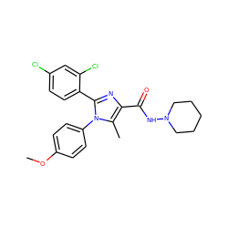 COc1ccc(-n2c(-c3ccc(Cl)cc3Cl)nc(C(=O)NN3CCCCC3)c2C)cc1 ZINC000013611861