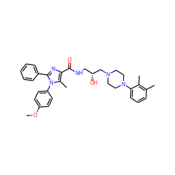 COc1ccc(-n2c(-c3ccccc3)nc(C(=O)NC[C@@H](O)CN3CCN(c4cccc(C)c4C)CC3)c2C)cc1 ZINC000072105167