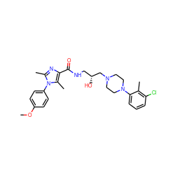 COc1ccc(-n2c(C)nc(C(=O)NC[C@@H](O)CN3CCN(c4cccc(Cl)c4C)CC3)c2C)cc1 ZINC000072106703