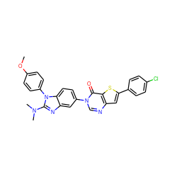 COc1ccc(-n2c(N(C)C)nc3cc(-n4cnc5cc(-c6ccc(Cl)cc6)sc5c4=O)ccc32)cc1 ZINC000043532319