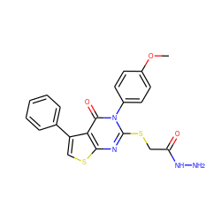 COc1ccc(-n2c(SCC(=O)NN)nc3scc(-c4ccccc4)c3c2=O)cc1 ZINC000028350681