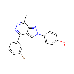 COc1ccc(-n2cc3c(-c4cccc(Br)c4)nnc(C)c3n2)cc1 ZINC000000988043