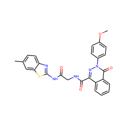 COc1ccc(-n2nc(C(=O)NCC(=O)Nc3nc4ccc(C)cc4s3)c3ccccc3c2=O)cc1 ZINC000095580792