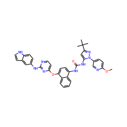 COc1ccc(-n2nc(C(C)(C)C)cc2NC(=O)Nc2ccc(Oc3ccnc(Nc4ccc5[nH]ccc5c4)n3)c3ccccc23)cn1 ZINC000211094259