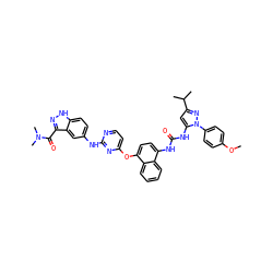 COc1ccc(-n2nc(C(C)C)cc2NC(=O)Nc2ccc(Oc3ccnc(Nc4ccc5[nH]nc(C(=O)N(C)C)c5c4)n3)c3ccccc23)cc1 ZINC000211042331