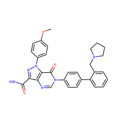 COc1ccc(-n2nc(C(N)=O)c3ncn(-c4ccc(-c5ccccc5CN5CCCC5)cc4)c(=O)c32)cc1 ZINC000013982566