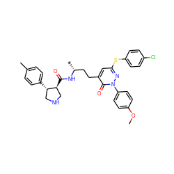 COc1ccc(-n2nc(Sc3ccc(Cl)cc3)cc(CC[C@@H](C)NC(=O)[C@H]3CNC[C@@H]3c3ccc(C)cc3)c2=O)cc1 ZINC000028464925