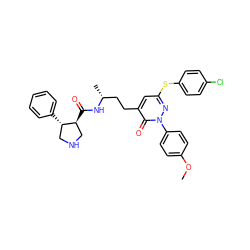 COc1ccc(-n2nc(Sc3ccc(Cl)cc3)cc(CC[C@@H](C)NC(=O)[C@H]3CNC[C@@H]3c3ccccc3)c2=O)cc1 ZINC000027440537