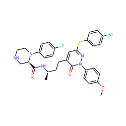 COc1ccc(-n2nc(Sc3ccc(Cl)cc3)cc(CC[C@@H](C)NC(=O)[C@H]3CNCCN3c3ccc(F)cc3)c2=O)cc1 ZINC000028464601