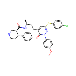 COc1ccc(-n2nc(Sc3ccc(Cl)cc3)cc(CC[C@H](C)NC(=O)[C@@H]3CNCC[C@H]3c3ccccc3)c2=O)cc1 ZINC000027519023